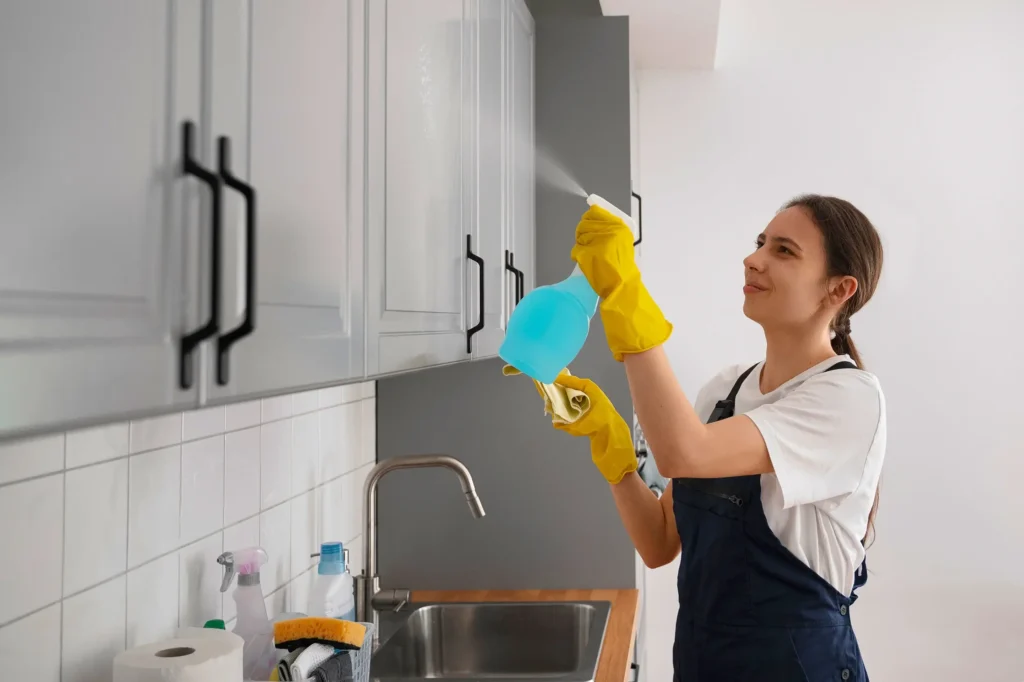 medium shot woman cleaning home 1